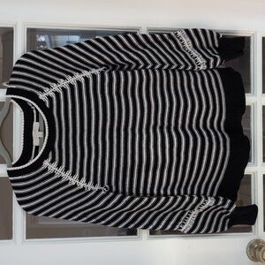Women's XS LOFT Black White Striped Sweater